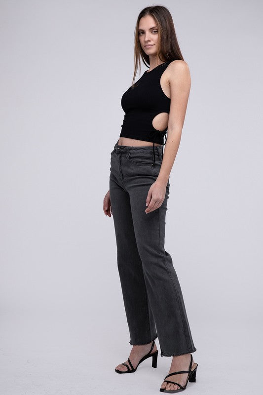 Comfy Cutie Acid Washed Frayed Cutoff Pants