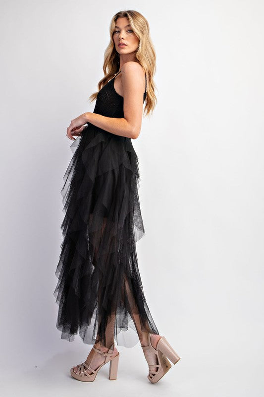 Lovely Lady Tulle Midi Crochet Dress