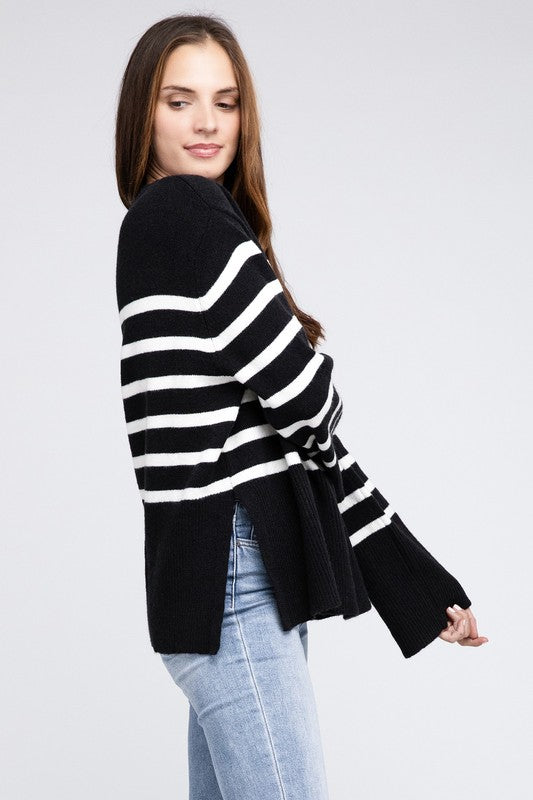 Hey Pumpkin Ribbed Hem Stripe Sweater