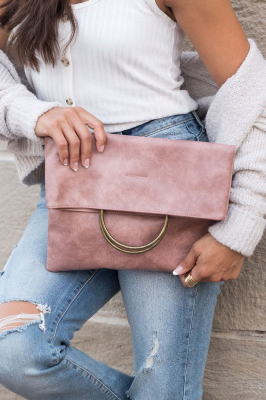 Lux Vegan Fold-over O-ring Clutch