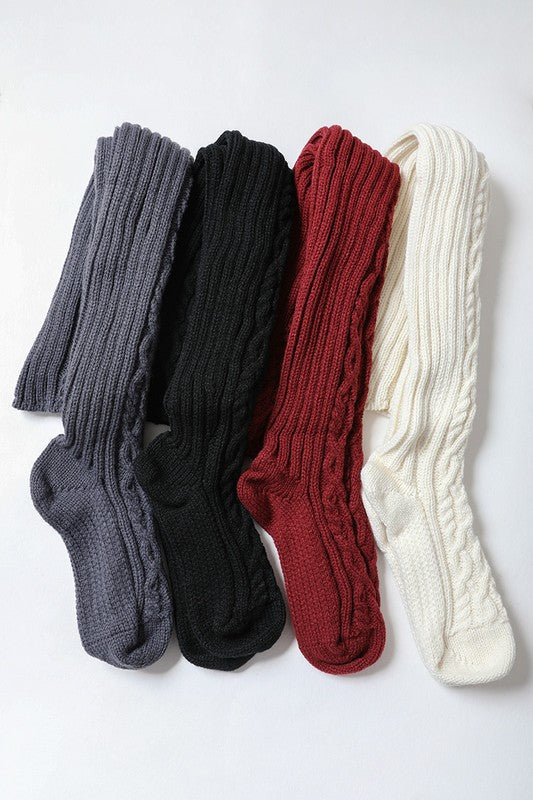 Winter Wonderland Knit Knee High Cable Knit Socks