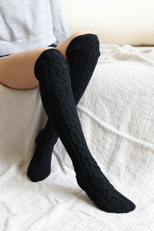 Winter Wonderland Knit Knee High Cable Knit Socks