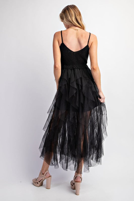 Lovely Lady Tulle Midi Crochet Dress