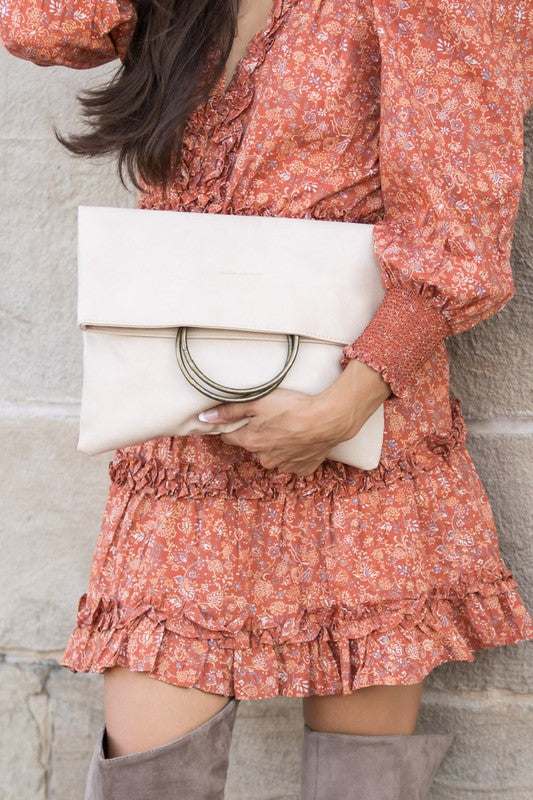 Lux Vegan Fold-over O-ring Clutch