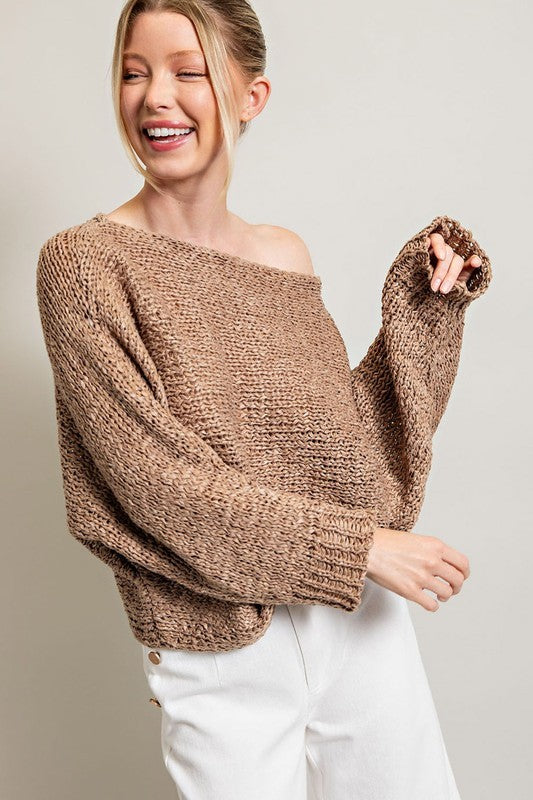 Cozy Cocoa Loose Fit Knit Top