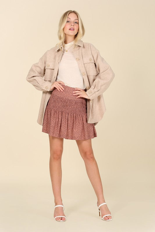 Bashful Babe Light Beige Shacket with Pockets